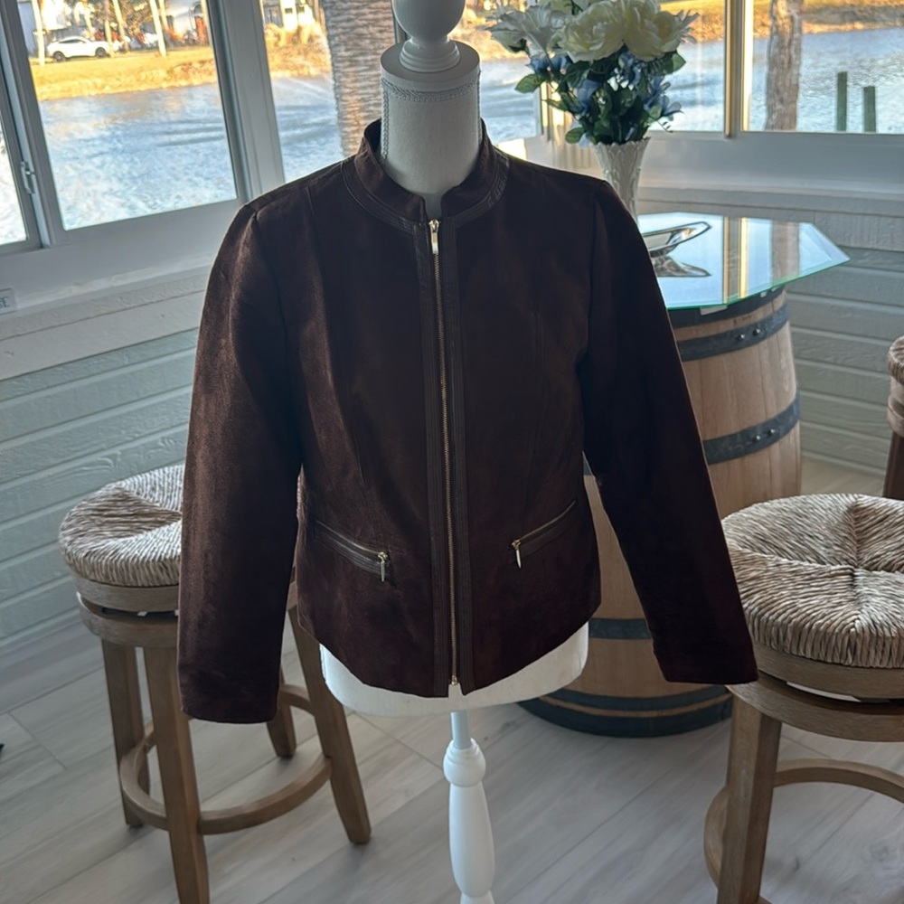 Laura ashley petite small brown suede jacket